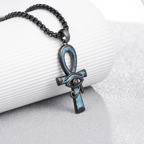 14K Gold Plated Turquoise Wolf Thor's Hammer Ankh Dragon Lion Compass Crucifix Pendant Necklace for Men