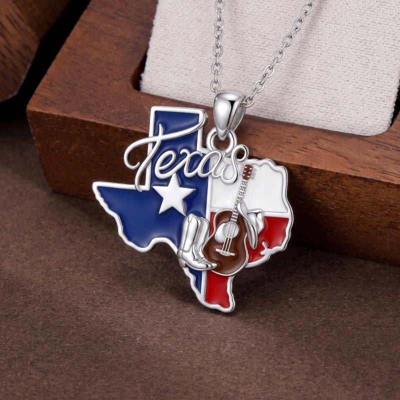 Sterling Silver  Bluebonnets Cow Skull Cowboy Hat Boot Cactus Cowgirl Texas Necklace Texas Necklace