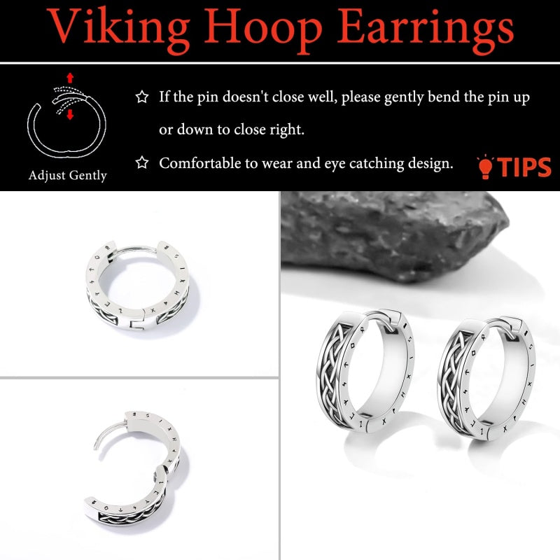 14K Gold Plated  Viking Hoop Earrings