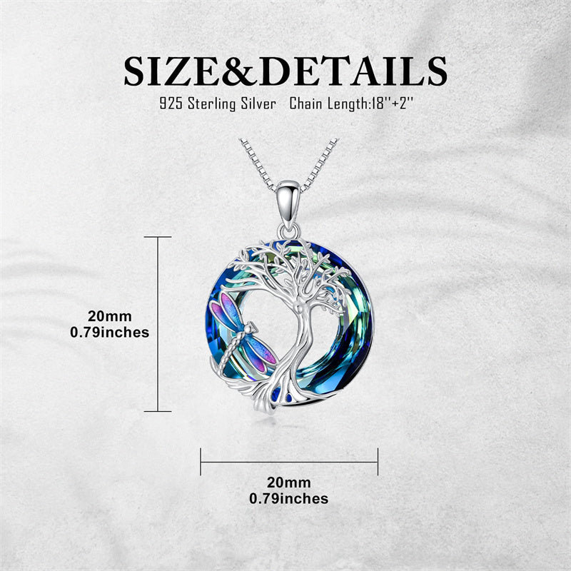 Sterling Silver Crystal Tree of Life Cardinal  Cat Hummingbird Dog Dragonfly Eagle Pendant Necklace