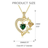 14K  Gold Plated Birthstone Rose Butterfly Pendant Necklace Everyday Jewelry Birthday Christmas Gift