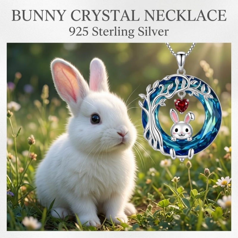 Sterling Silver Blue Crystal  Tree of Life Raccoon Bunny Cat Corgi  Pendant  Necklace  Anniversary Birthday Gifts