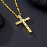 Bible Verse 14K Gold Plated American Flag Cross Necklace for Men