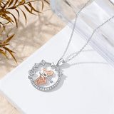 Sterling Silver Cubic Zircon Music Note Guitar Pendant Necklace  for Women Music Lovers