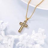 14k Gold Plated Cross Deer Antler Celtic Knot Sword Twisted Rope Cross Pendant Necklace for Men