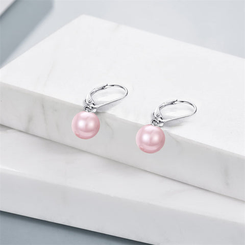 Sterling Silver Pearl Leverback Earrings