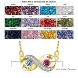 14K Gold 2  Simulated Birthstone Personalized Engraved Pendant Necklace for Women