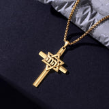 14K Gold Plated Cross Pendant Necklace for Men Religious Jewelry Christian Gift