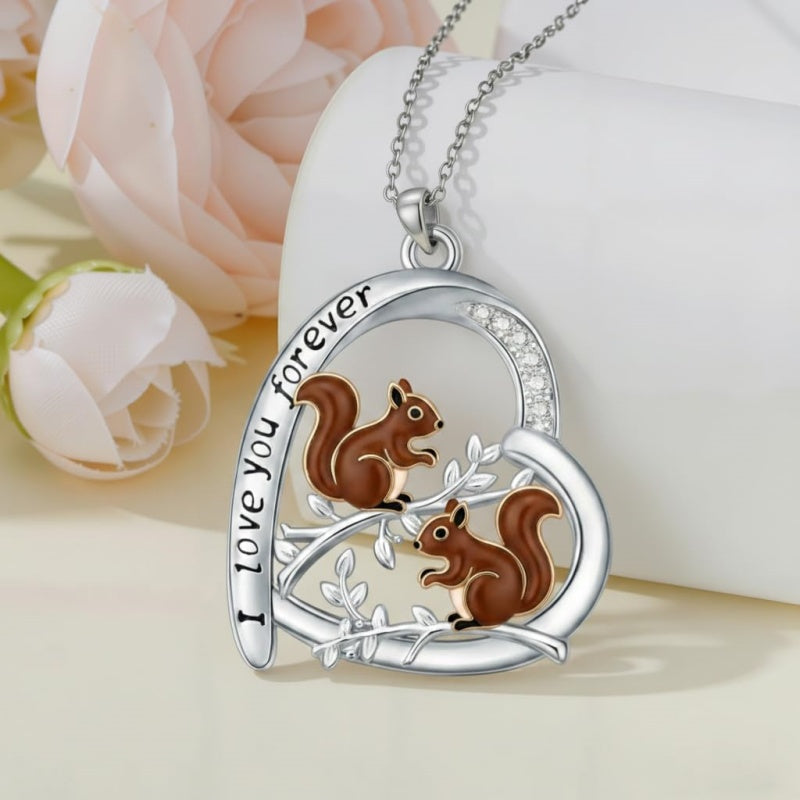 Sterling Silver Mother Daughter Squirrel Monkey Butterfly Bee Owl Necklace Engraved I Love You Forever