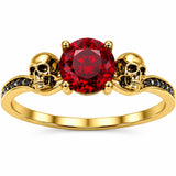 Sterling Silver 10K 14K 18K Gold Personalized Gothic Skull Ring Exquisite Spooky Jewelry for Halloween Lovers