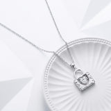 Sterling Silver Key Padlock Heart Key Lock Pendant Love Necklace Jewelry for Women Valentine's Day Birthday Gift