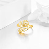 14k Gold Adjuatable Spoon Dragonfly/Butterfly/Hummingbird Ring Jewelry Gifts for Women