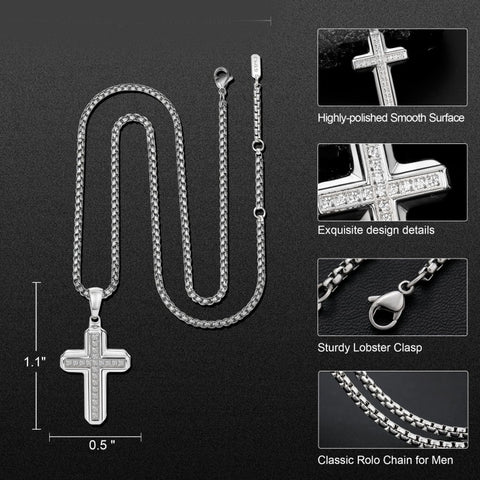 14K Gold Plated Cubic Zirconia Cross Necklace