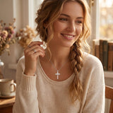 Sterling Silver Cross Pendant Necklace Christian Religious Jewelry Gifts for Anniversary