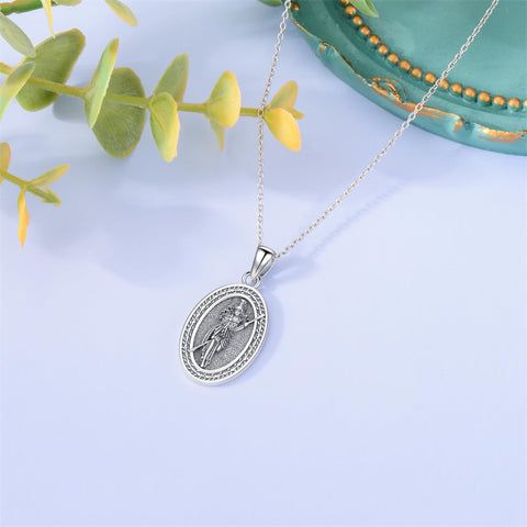 Sterling Silver Medusa Triple Moon Goddess Athena Pendant Necklace for Women