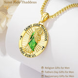 Patron Saint Medals Protection  14K Gold Plated Necklace for Men