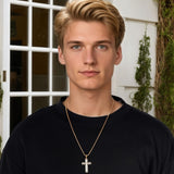 14K Gold Plated Cubic Zirconia Cross Necklace