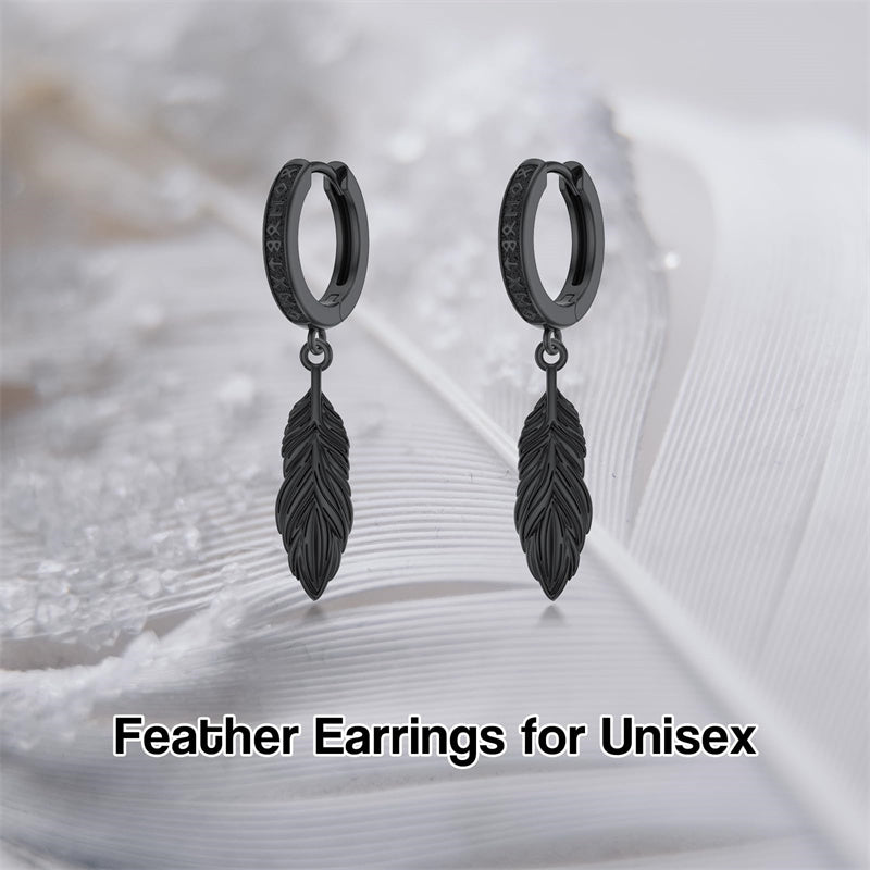 Sterling Silver Feather Arrowhead Axe Hoop Earrings