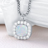 925  Silver Opal Urn Necklace for Ashes Cremation Jewelry Cremation Keepsake Memorial Pendant  Gifts for Women Men