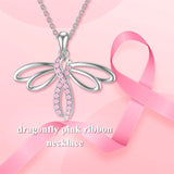 925 Sterling Silver Breast Cancer Awareness Necklace Cross Pendant Necklace Pink Ribbon Necklace Gifts for Women