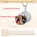 Stainless Steel Round Customized Engraved  Photo Pendant Necklace