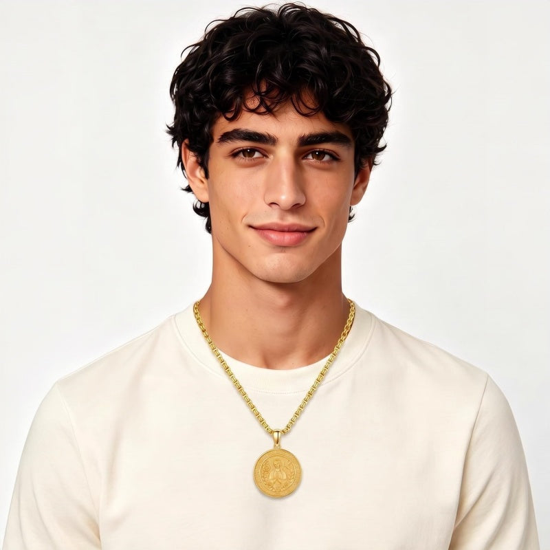 14K Gold Plated Patron Saint Necklace Saint Medal Catholic Amulet Jewelry