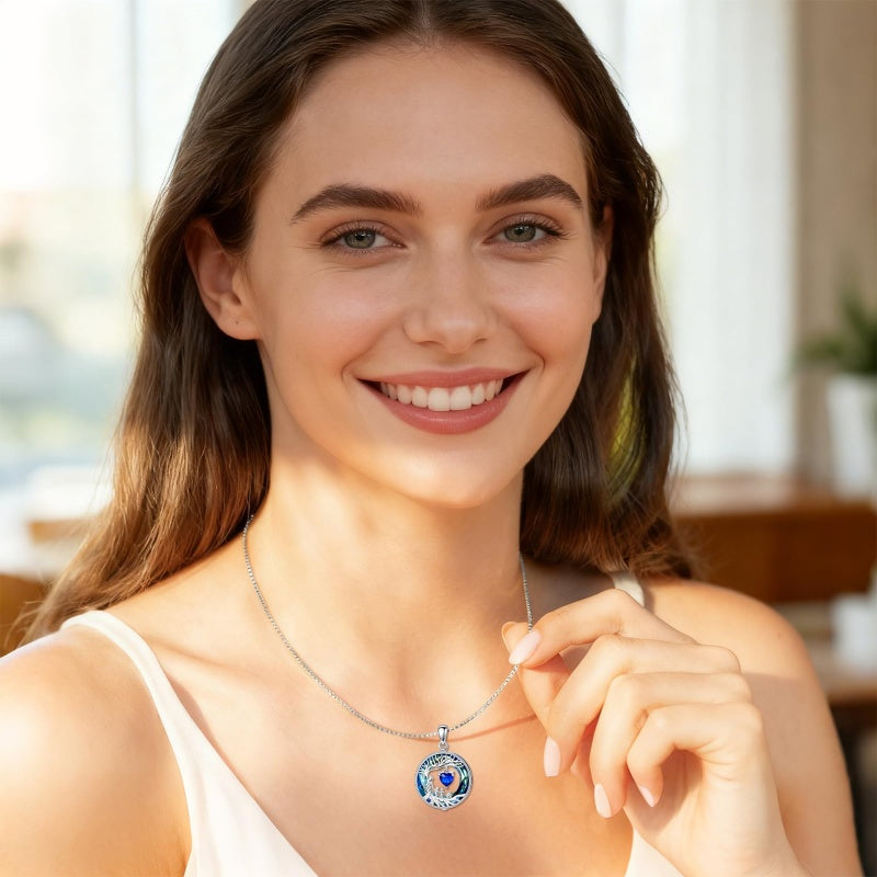 Sterling Silver Crystal  Tree of Life Mother and 1-4 Daughter Son Pendant Necklace Birthday Christmas Gift