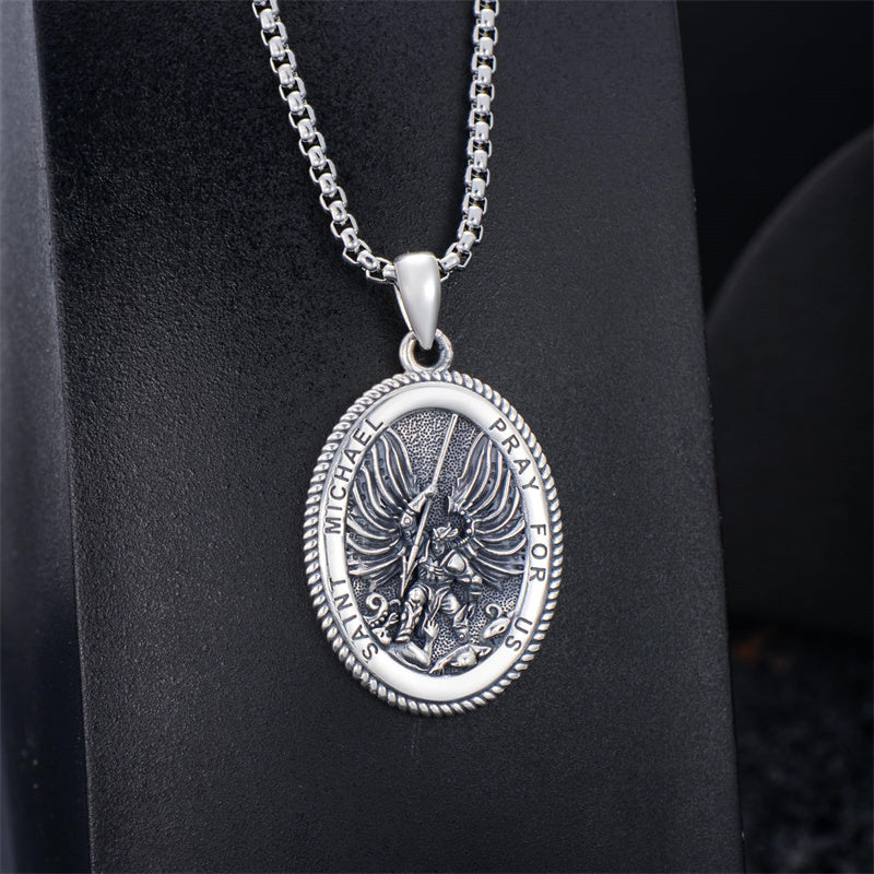 Sterling Silver Saint Joseph St Michael Saint Peter Saint Christopher Religious Pendant Necklace
