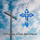 Sterling Silver Russian Eastern Orthodox Cross Pendant Necklace