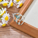 Sterling Silver Kite Cut Natural Moss Agate Ring