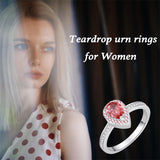 Sterling Silver Teardrop CZ Urn Rings for Ashes