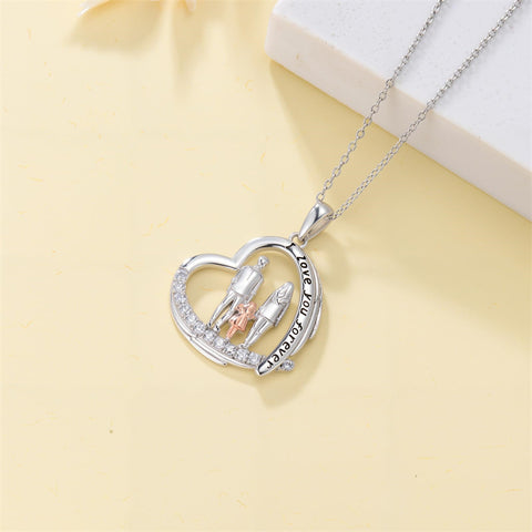 Sterling Silver Mother Daughter Father Daughter Sister Pendant Necklace Family Jewelry for Christmas Mother's Day