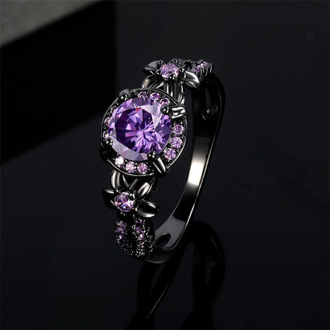 Copper Created Opal Mystic Topaz Amethyst Garnet Eternity Ring for Women