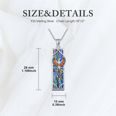 Sterling Silver Abalone Shell Bar Cardinal Bee Butterfly Hummingbird Dragonfly Phoenix Pendant Necklace for Women