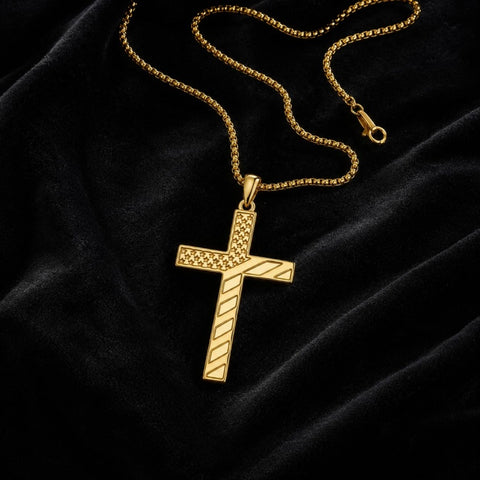 Cross Pendant Necklace  14K Gold Plated Christian Faith Jewelry