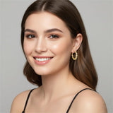 14K Gold Plated Round Heart Cubic Zirconia Elegant  Earring for Women