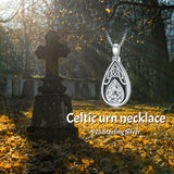 925 Sterling Silver Personalized Engraved Teardrop Birthstone Celtic Knot Urn Necklace for Ashes