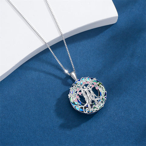 Sterling Silver Crystal Tree of Life Family Pendant Necklace for 1 to 5 Children