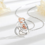 Sterling Silver Cubic Zirconia Bear with 1 2 3 Cubs Pendant Necklace Engraved with Mama Bear