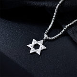 Sterling Silver Star of David Pendant Necklace for Men