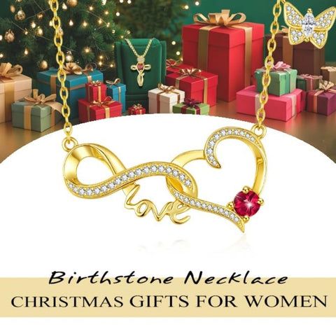 14K Gold Plated Birthstone Infinity Butterfly Necklace for Women