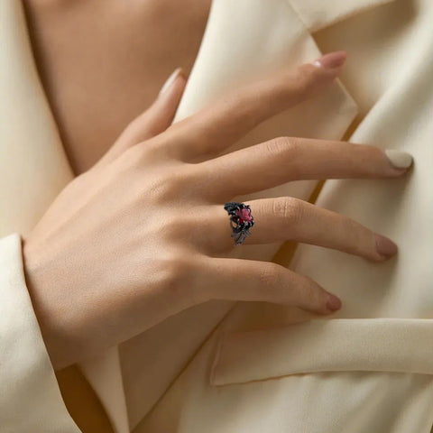 Sterling Silver 10K 14K 18K Gold 2-5CT Heart  Birthstone  Gothic Skeleton Halloween Skull Bat Ring