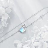 Sterling Silver Cat Birthstone Single Layer Anklet