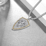 14K Gold Plated Masonic Cross Compass St Michael St Christopher Santa Muerte Star of David Pendant Necklace
