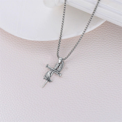 Sterling Silver 3 Nail Cross Pendant Necklace for Men