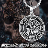 Memento Mori Necklace for Men 925 Sterling Silver Memento Mori Pendant Gothic Skull Pendant Amulet Protection Jewelry Gifts