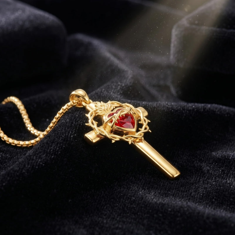14K Gold Plated Cross Pendant Necklace Religious Confirmation Jewelry