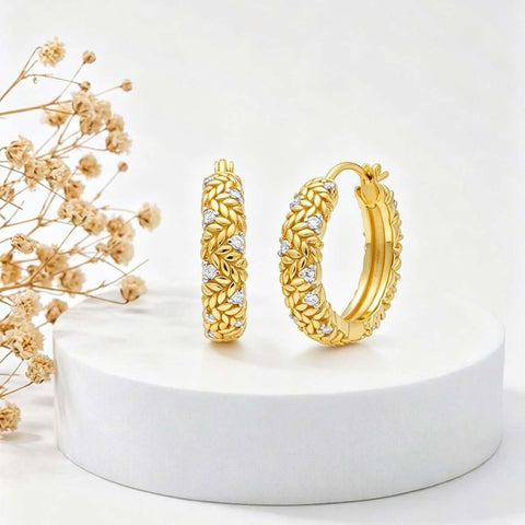 14K Gold Plated Hoop Earrings Jewelry Gift for Birthday Anniversary Mother's Day
