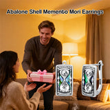 Sterling Silver Abalone Shell Cross Faith Hourglass Skull Leverback Earrings for Women