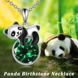 Panda Necklace Sterling Silver Panda Pendant Birthstone Jewlery Gift for Women